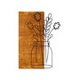 Wallity Cicek2 Escultura de pared de madera y metal nogal y negro
